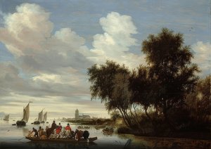 Flusslandschaft mit Fähre