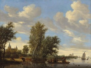 Flusslandschaft mit Fähre