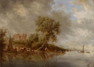 Flusslandschaft mit den Ruinen der Burg Egmond, 1641