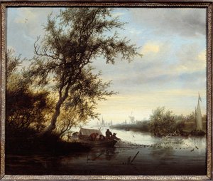 Schwestern in einem Boot. Gemälde von Solomon Van Ruisdael. Compiègne, Schlossmuseum von Salomon van Ruisdael or Ruysdael
