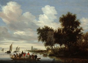 Flusslandschaft mit Fähre