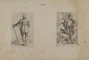 (Figurenserie) Rückansicht eines helmtragenden Mannes, stehend von Salvator Rosa