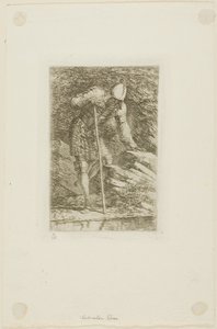 Ein Krieger in voller Rüstung in einer Grotte von Salvator Rosa