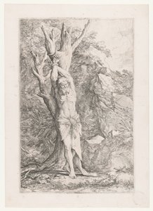 Albert an einen Baum gebunden von Salvator Rosa