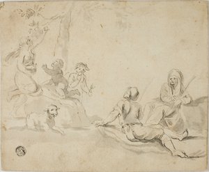 Apfelernter und ruhende Hirten