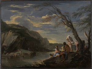Landschaft mit Badenden von Salvator Rosa