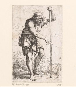 Alter Mann mit einem Stock von Salvator Rosa