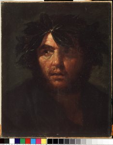 Porträt eines Mannes mit Lorbeerkranz von Salvator Rosa
