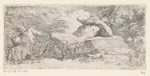 Satyr mit einer Panflöte von Salvator Rosa