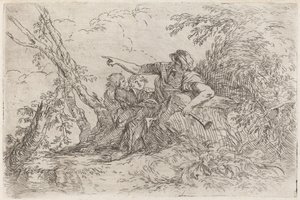 Hirte in einer Landschaft von Salvator Rosa
