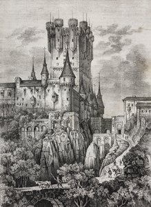 Alcazar von Segovia, Spanien, Lithographie von Salvatore Puglia aus Poliorama Pittoresco, Nr. 36, 12. April von Salvatore Puglia