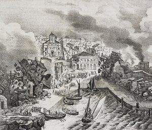 Zerstörung von Pointe-à-Pitre während des Erdbebens am 8. Februar