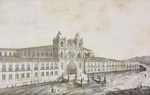 Fassade des Klosters von Alcobaca, Portugal, Lithografie von Salvatore Puglia aus Poliorama Pittoresco, Nr. 50, 19. Juli