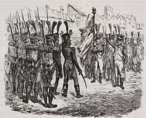 Flagge des 84. Regiments, Lithographie von Salvatore Puglia aus der Geschichte Napoleons von Cesare Malpica von Salvatore Puglia