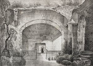 Halle in der antiken Villa des Prinzen von Caposele in Formia, Latium, Italien, Lithographie von Salvatore Puglia aus Poliorama Pittoresco, Nr. 23, 11. Januar von Salvatore Puglia
