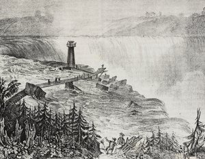 Hufeisen-Wasserfall, Ontario, Kanada, Lithographie von Salvatore Puglia aus Poliorama Pittoresco, Nr. 6, 17. September von Salvatore Puglia