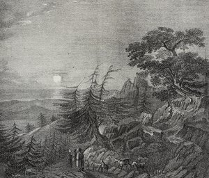 Landschaft des Zedernwaldes auf dem Libanonberg, nahe Beirut, Libanon, Lithografie von Salvatore Puglia aus Poliorama Pittoresco, Nr. 11, 22. Oktober von Salvatore Puglia