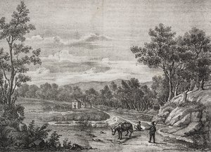Mineralquellen im Wald von Acerra, Kampanien, Italien, Lithographie von Salvatore Puglia aus Poliorama Pittoresco, Nr. 5, 7. September