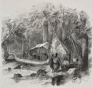 Indianer in Kanada, Lithographie von Salvatore Puglia