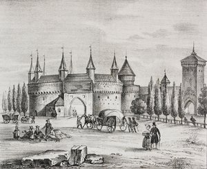 Florianstor, Krakau, Polen, Lithographie von Salvatore Puglia aus Poliorama Pittoresco, Nr. 22, 4. Januar von Salvatore Puglia