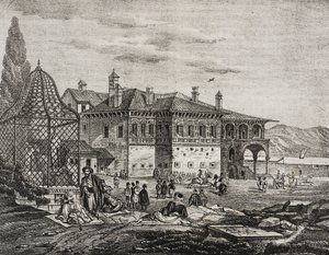 Grab von Ali Pacha in Joannina, Griechenland, Lithographie von Salvatore Puglia aus Poliorama Pittoresco, Nr. 8, 28. September von Salvatore Puglia