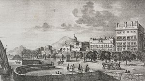 Ansicht des Bourbon-Forums und des Trinacria-Hotels, Palermo, Sizilien, Italien, Lithographie von Salvatore Puglia nach einer Gravur von Di Giovanni aus Poliorama Pittoresco, Nr. 37, 19. April