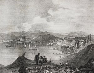 Ansicht von Korfu vom Mount Oliveto, Ionische Inseln, Griechenland