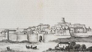 Ansicht von Crotone, Kalabrien, Italien, Lithographie von Salvatore Puglia aus Poliorama Pittoresco, Nr. 12, 26. Oktober von Salvatore Puglia