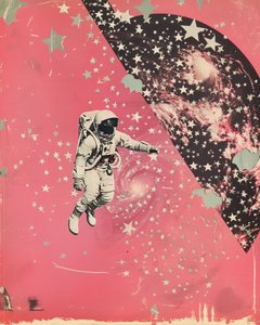Astronaut Pinke Galaxie
