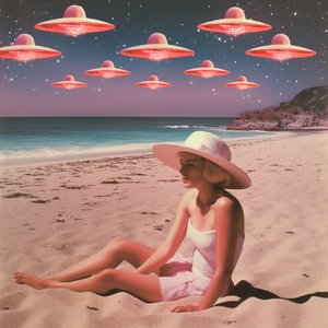 Retro-Strand mit UFOs