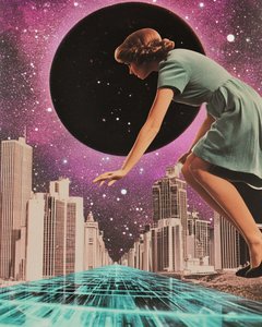 Frau erreicht kosmische Stadt von Samantha Hearn