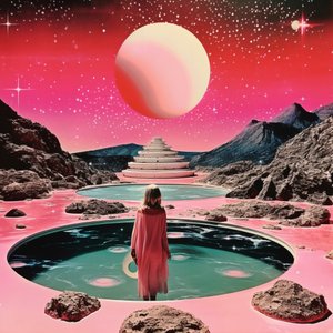 Frau in rosa kosmischer Oase