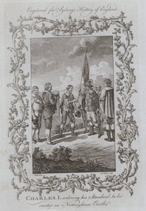 Karl I. befiehlt, sein Standard auf Nottingham Castle zu errichten (Stich) von Samuel (after) Wale