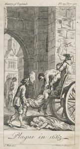 Sammeln von Pestopfern, Holywell Lane, Shoreditch, London, UK (Gravur) von Samuel (after) Wale