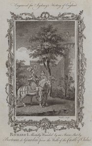 Richard I. wird tödlich von einem Pfeil getroffen, der von Bertram de Gourdon von den Mauern der Burg Chalus abgeschossen wurde