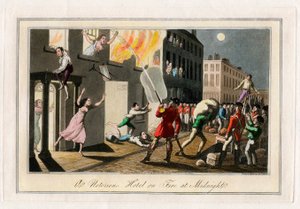 Feuer in einem Hotel in London, um Mitternacht von Samuel Alken