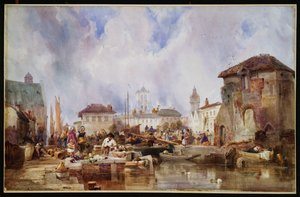 Der Markt am Kai, Brügge von Samuel Austin