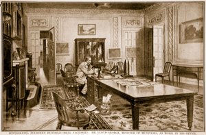 Kontrolle von vierzehnhundert Munitionsfabriken: Mr. Lloyd George, Munitionsminister, bei der Arbeit, 1914-19 von Samuel Begg