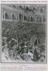 Frauen und Kriegsarbeit: die Königin bei der Versammlung in der Albert Hall von Samuel Begg