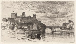 Durham, England (Der Glanz fällt auf Burgmauern) von Samuel Colman