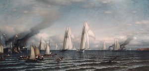 Ziel des ersten internationalen Rennens um den America