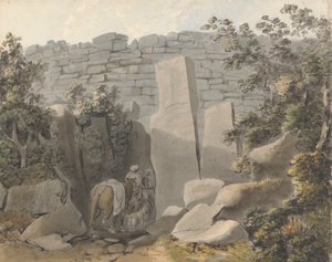 Einheimischer und Reiter bei einer Ruine von Samuel Davis