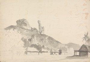 Felsformation über einem Dorf von Samuel Davis