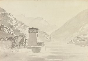 Blick von der Brücke bei Wandepore [Wangdu Phodrang] von Samuel Davis