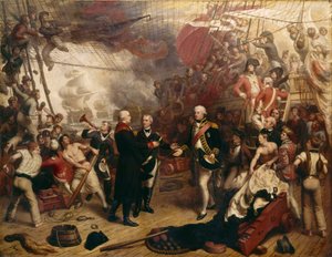 Admiral Duncan empfängt das Schwert des niederländischen Admirals de Winter in der Schlacht von Camperdown