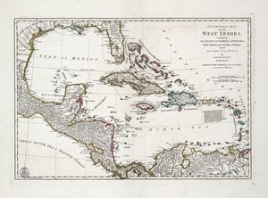 Eine vollständige Karte der Westindischen Inseln mit den Küsten von Florida, Louisiana, Neuspanien und Terra Firma mit allen Inseln