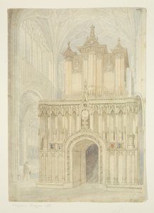 Orgel und Orgelempore der St. Mary Redcliffe Kirche, ca. 1840 von Samuel Griffiths Tovey