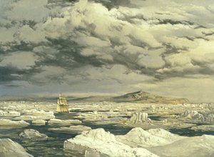 Erste Landentdeckung durch HMS Investigator, 6. September 1850, graviert von E. Walker, 1854