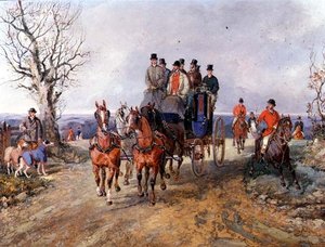 Eine Kutsche und vier Pferde auf der offenen Straße von Samuel Henry Alken