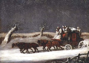 Postkutsche im Schneetreiben